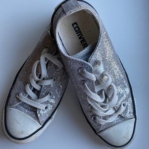 FINAL PRICE DROP: Unisex Sparkly Silver & White Converse All-Star’s